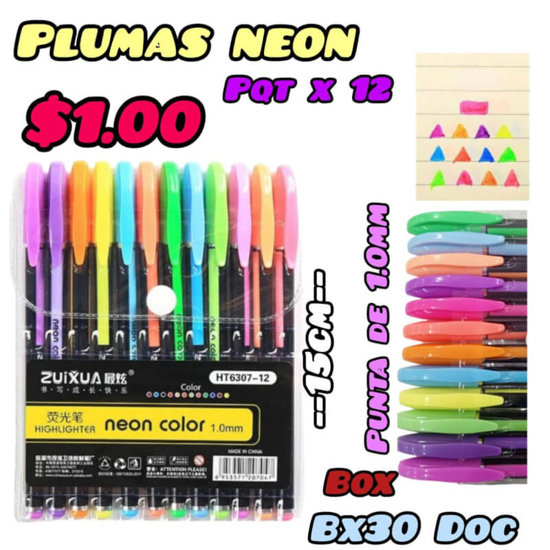 Plumas Neon x12