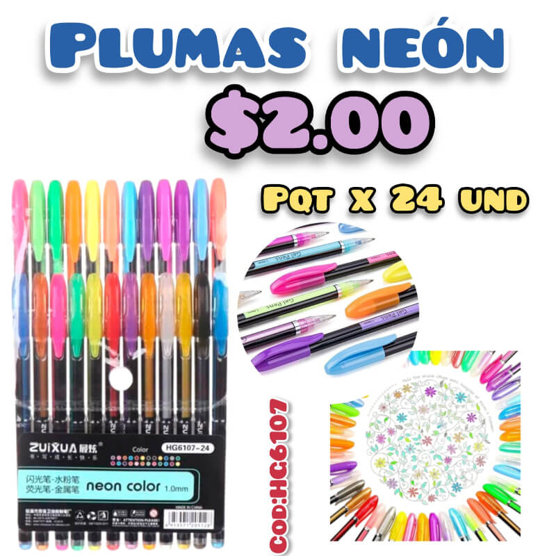 Plumas Neon x24