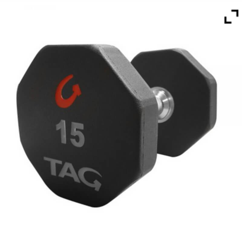 Mancuerna Tag Fitness hexagonal de uretano: calidad y durabilidad | Fitness Solutions Ecuador