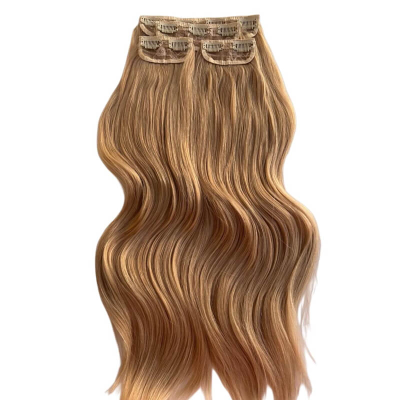 Extensiones de Cabello Cortina Ondulada M26/613 – Volumen, Luz y Elegancia en Tonos Dorados y Rubios | 220g | 22”