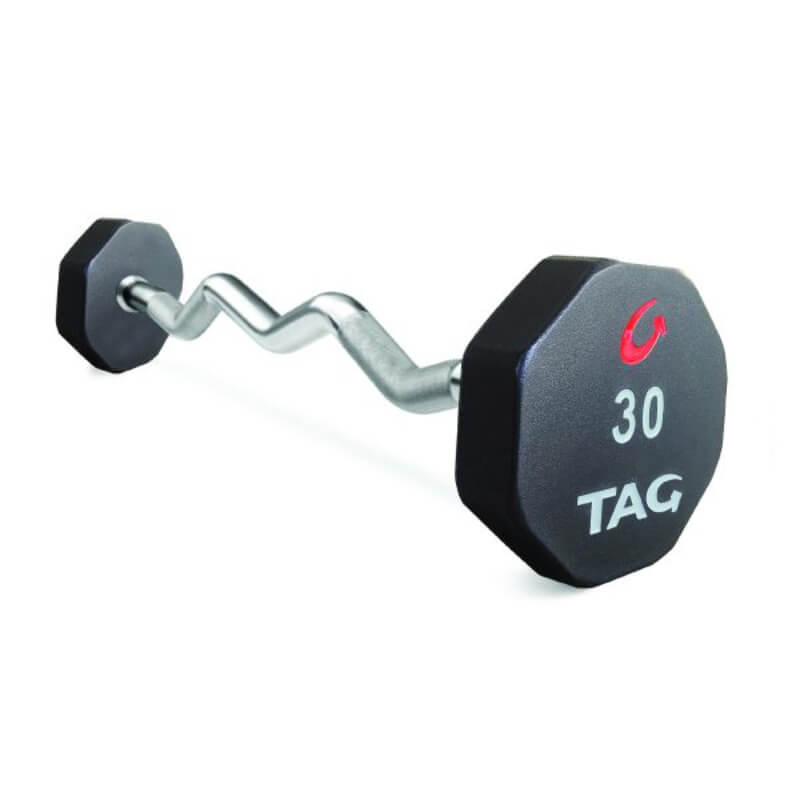 Barra fija Tag Fitness de uretano Premium 8 lados con mango EZ Curl | Fitness Solutions Ecuador