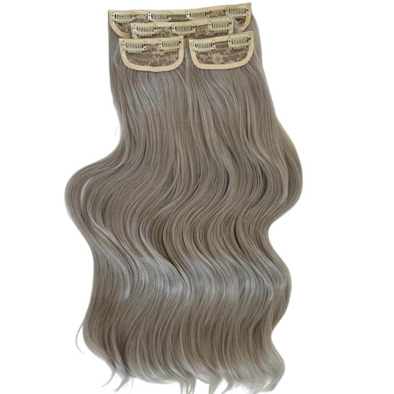 Extensiones de Cabello Cortina Ondulada Silver Gray – Volumen, Estilo y Sofisticación en un Tono Plateado Único | 220g | 22”