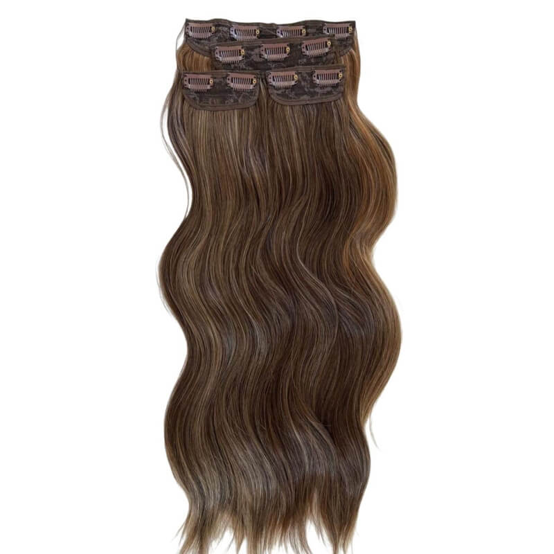 Extensiones de Cabello Cortina Ondulada 24J – Volumen, Movimiento y un Tono Cobrizo Natural | 220g | 22”