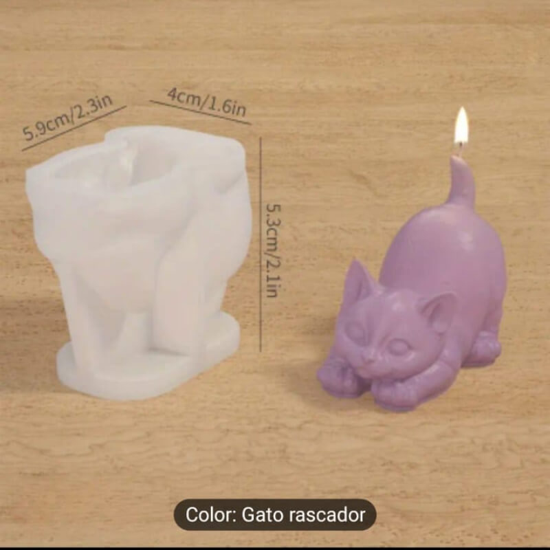 Molde silicona de Juego de Gato maullando. para uso de resina, porcelana fría, yeso, velas, cemento.