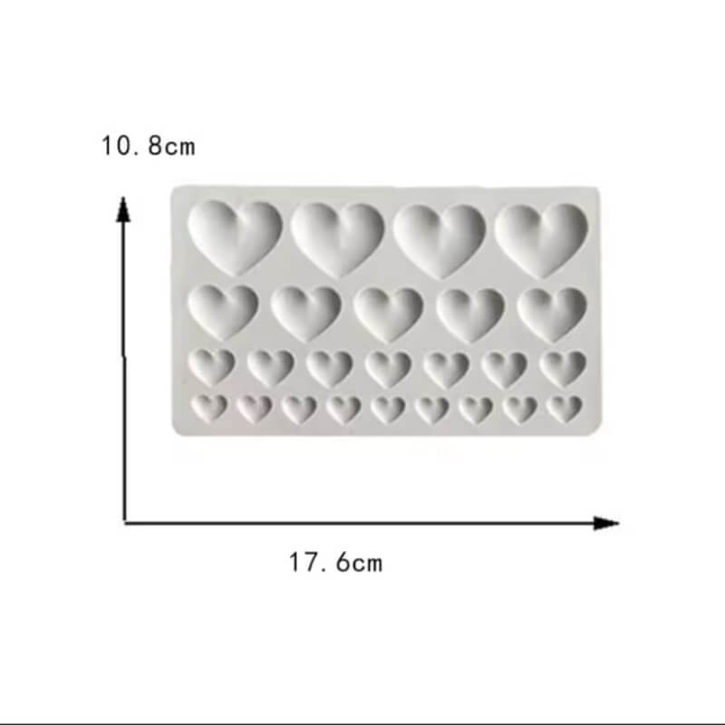 Molde de silicona de Corazones para uso en yeso, porcelana fria, cemento, chocolate, alimentos, resina.