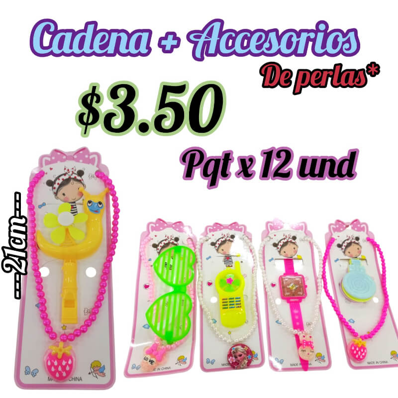 Cadena + accesorios de perlas