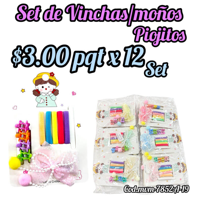 Set de vinchas /moños +piojitos