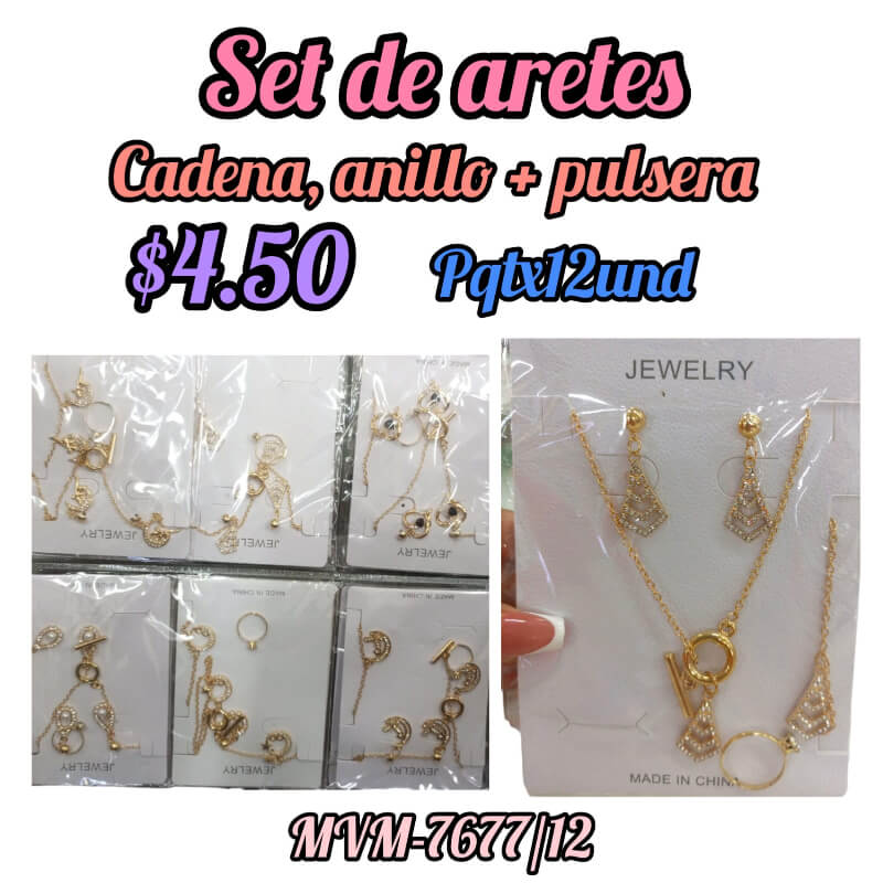 Set de aretes /cadena, anillo, pulsera.