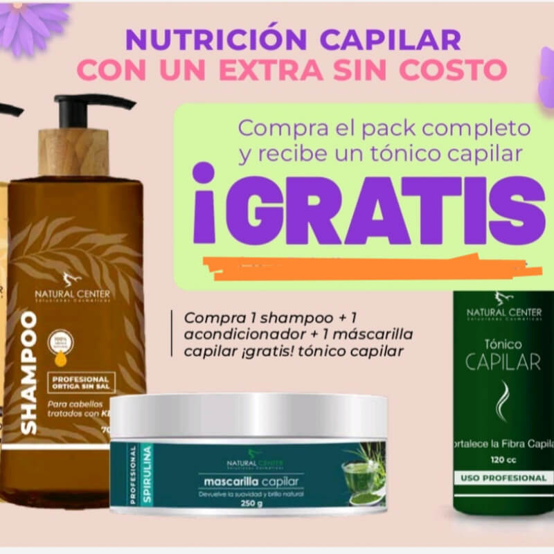 Kit capilar espirulina- Shampoo+acondicionador+mascarilla- gratis tónico