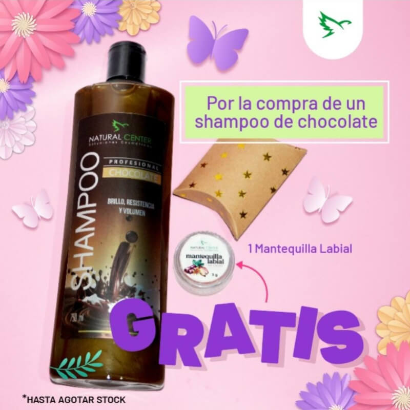 Shampoo de chocolate+ mantequilla labial gratis