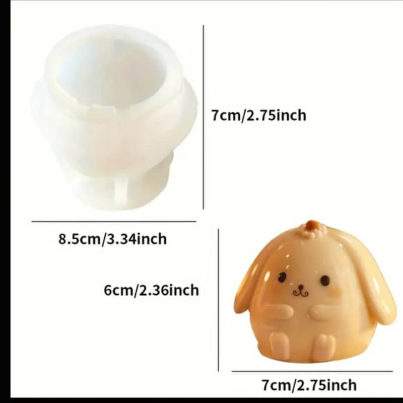 Molde de silicona de Pudin kawaii Conejo para uso en chocolate, velas, jabón, resina, cemento.