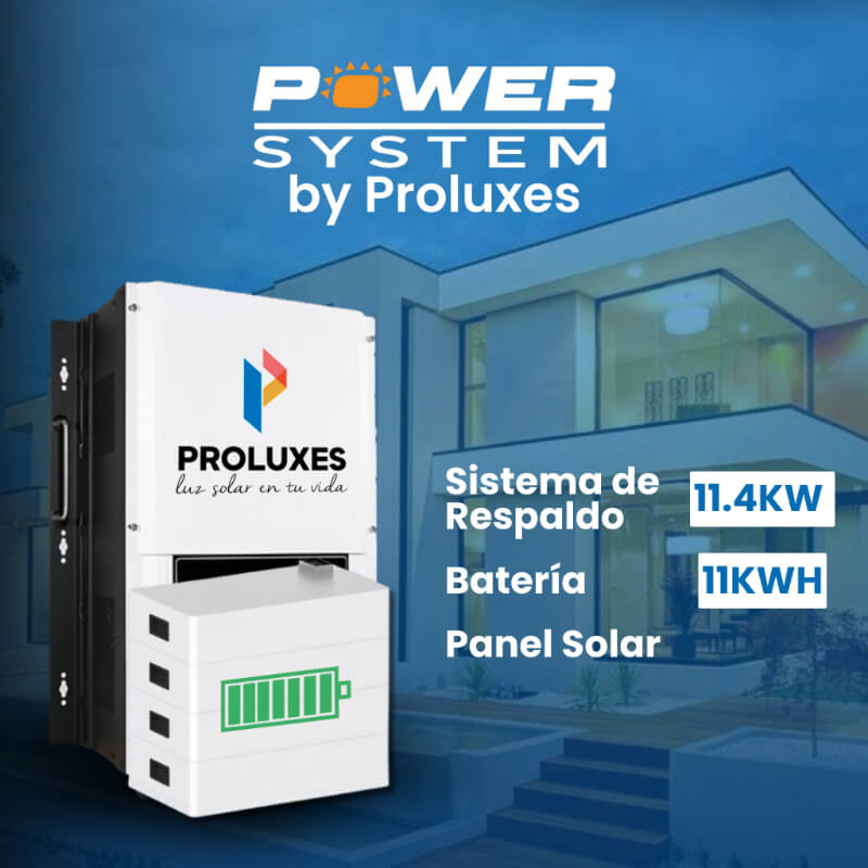 Sistema de respaldo PowerSystem 11.4 KW + 2 Baterías 11 KWH + panel solar | Proluxes