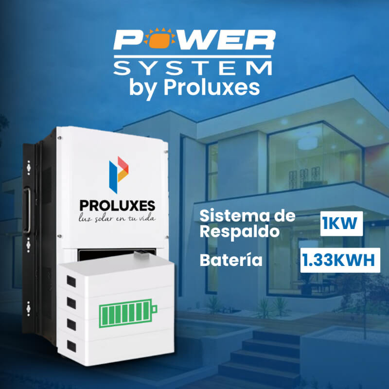 Sistema de respaldo PowerSystem 1KW + 2 Baterías 1.33 KWH | Proluxes