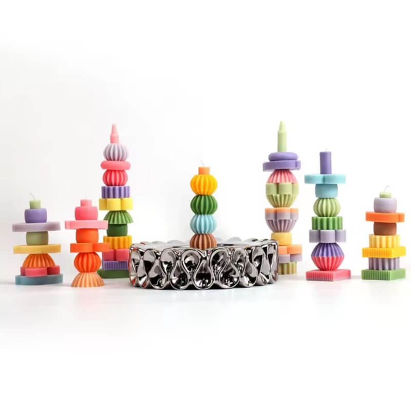 Combo moldes de silicona Apilables 9 unidades para uso en yeso, velas, jabón, cemento. (Precio unitario en la descripción)