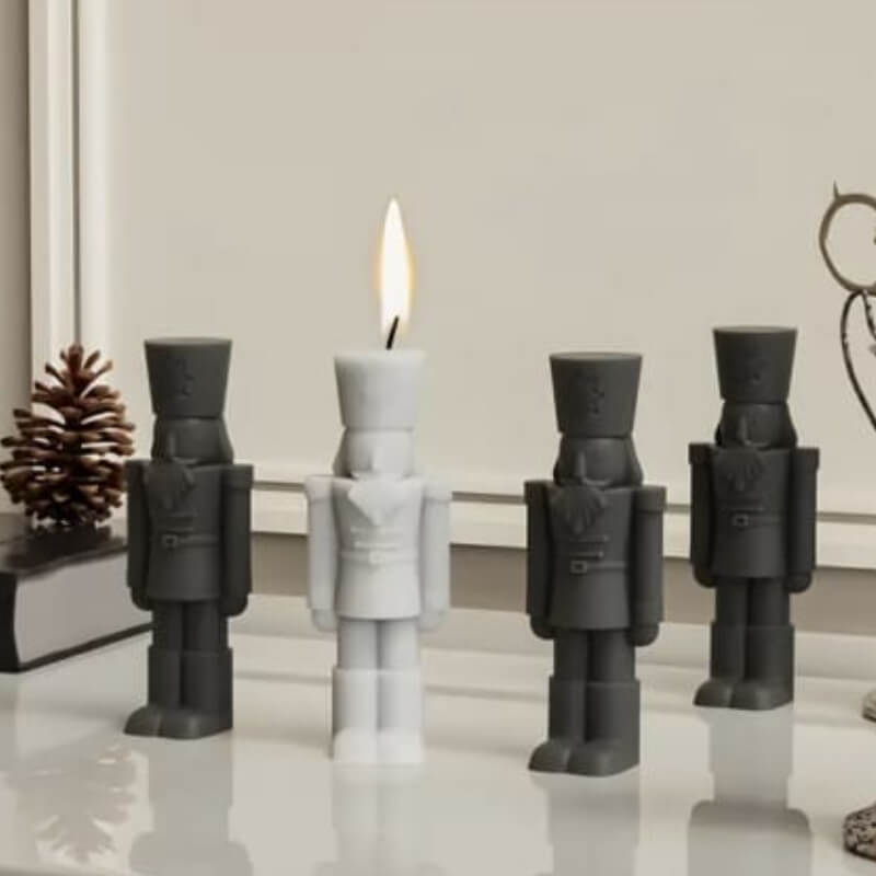 Molde de silicona Cascanueces, soldado de plomo pequeño para uso en yeso, velas, jabón, cemento.