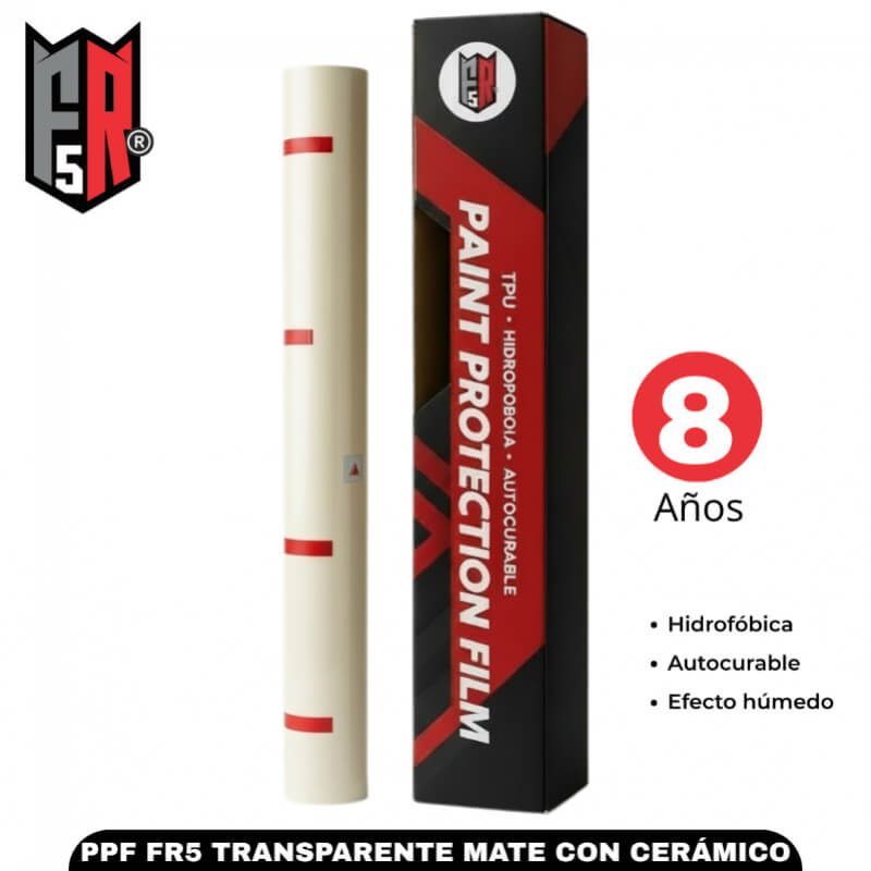 PPF FR5 Transparente Mate con Cerámico – Metro Lineal | 8 Años de Protección Hidrofóbica y Autocurable – Fer&Ren