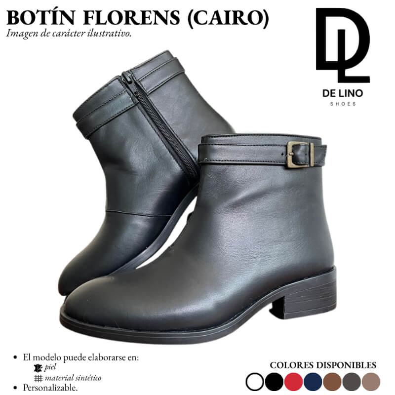 Botín FLORENS (CAIRO) de Piel para Mujer – Estilo Casual, Tacón Bajo y Confort Premium | Calzado de Lino