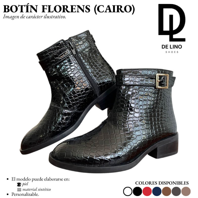 Botín FLORENS (CAIRO) Sintético para Mujer – Estilo Casual, Tacón Bajo y Confort Diario | Calzado de Lino