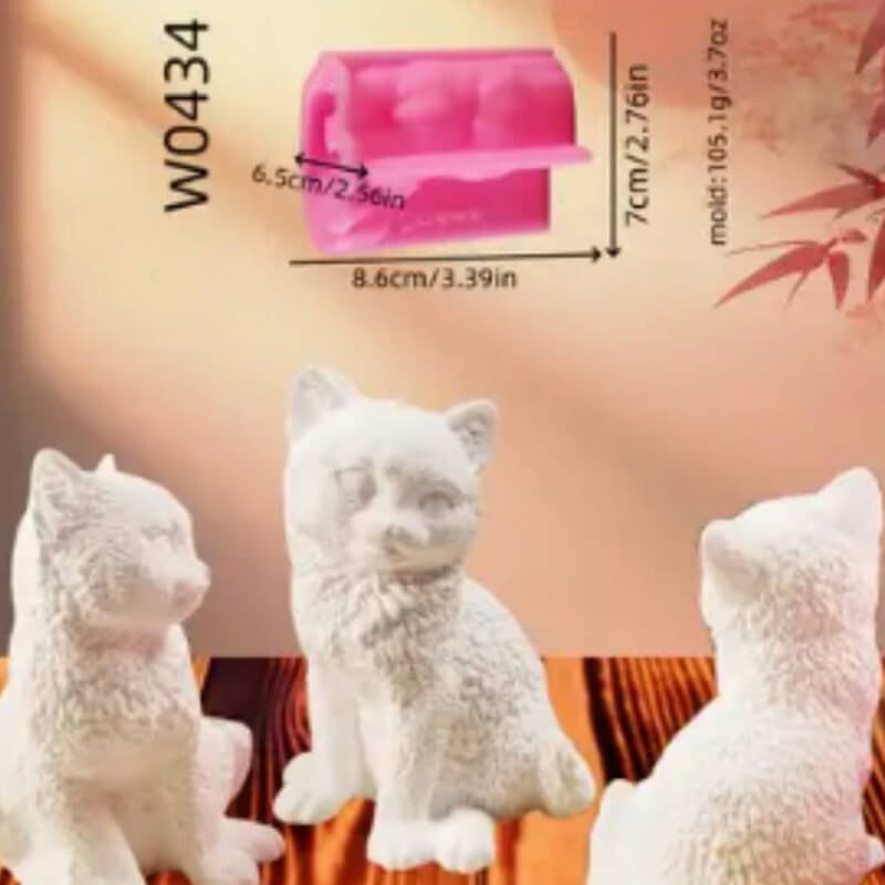 Molde de silicona de Gato sentado para uso en velas, jabones, yeso, chocolate, resina, yeso, cemento.