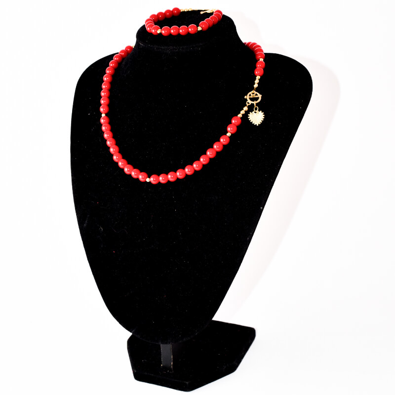 Cadena y pulsera de Ruby con piedra natural preciosa