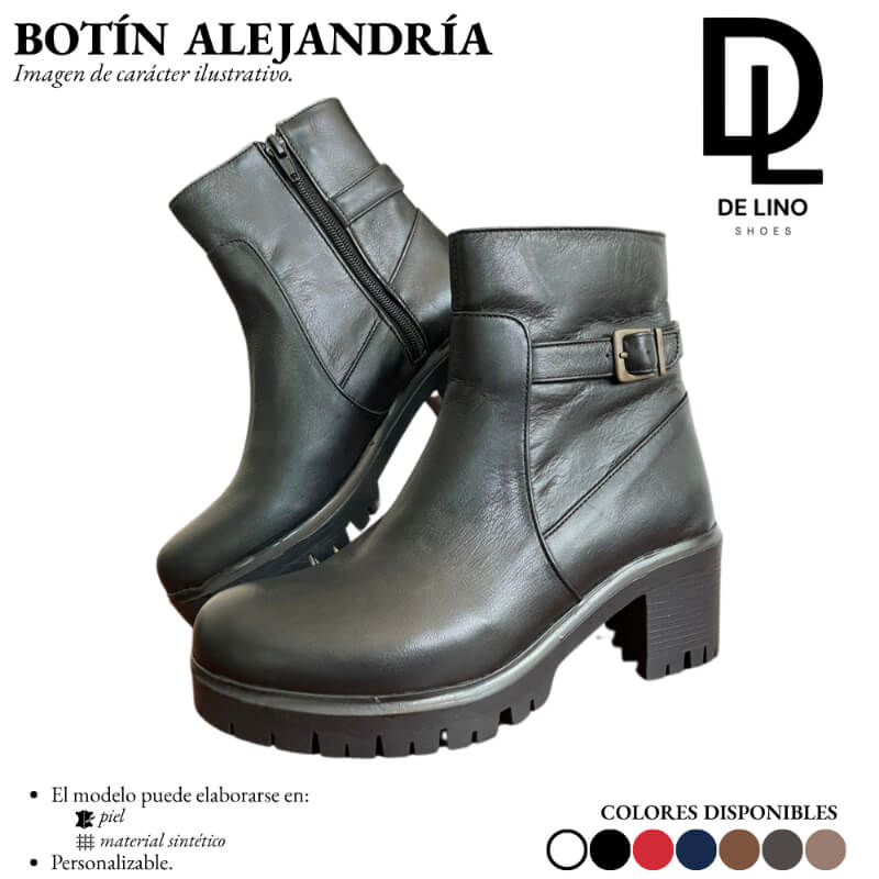Botín de Piel para Mujer ALEJANDRÍA – Diseño Minimalista, Tacón Cómodo de 6 cm y Suela Antiderrapante | Calzado de Lino
