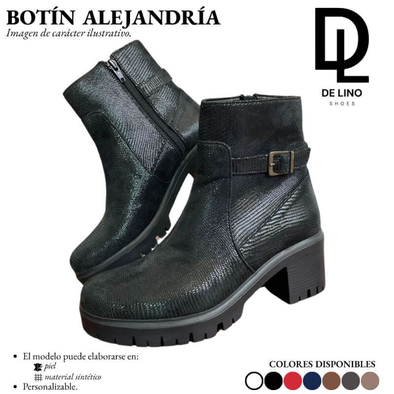 Botín Sintético para Mujer ALEJANDRÍA – Estilo Casual, Tacón Cómodo de 6 cm y Suela Antiderrapante | Calzado de Lino