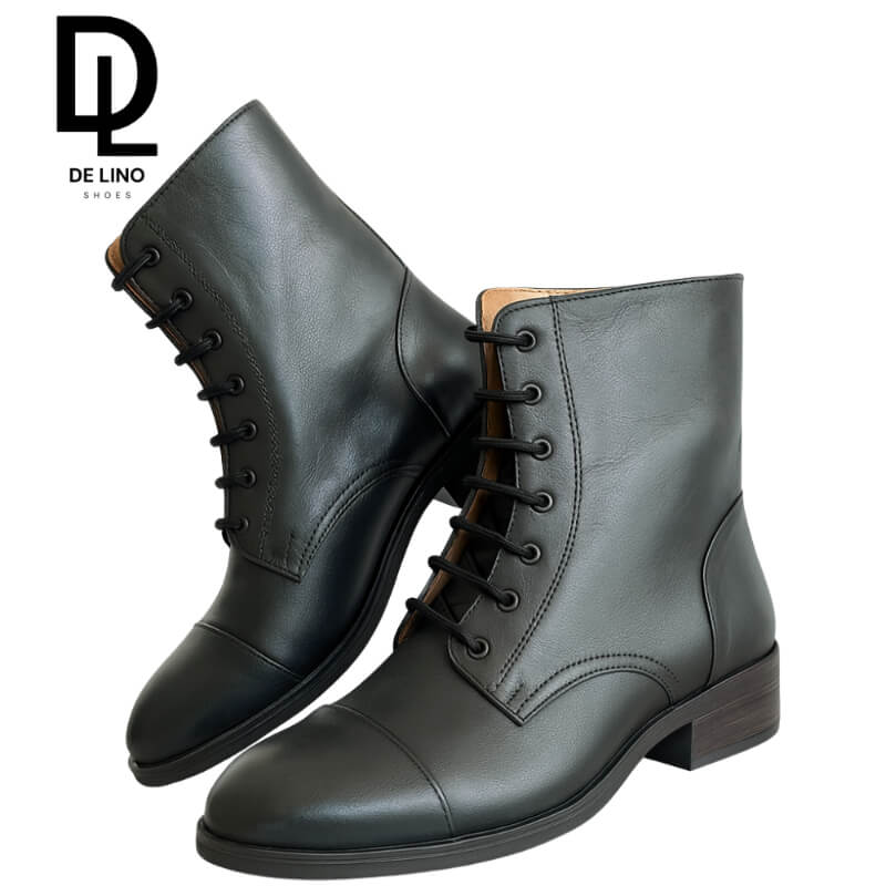 Bota MILITAR de Piel para Mujer – Estilo Urbano, Confort y Suela Antiderrapante | Calzado de Lino