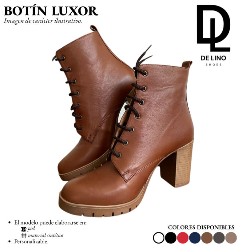 Botín Sintético para Mujer LUXOR – Elegancia y Confort con Tacón de 8 cm y Cordones Ajustables | Calzado de Lino