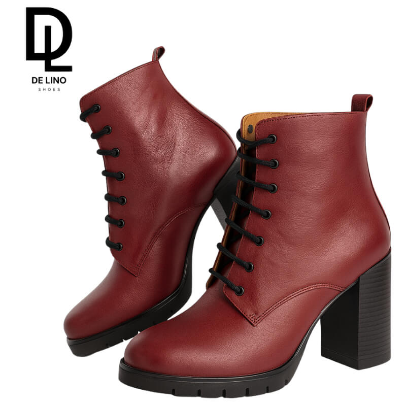 Botín Sintético para Mujer LUXOR – Elegancia y Confort con Tacón de 8 cm y Cordones Ajustables | Calzado de Lino