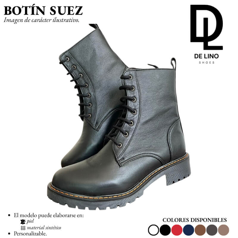 Botín SUEZ de Piel para Mujer – Estilo Militar Casual, Confort Premium y Suela Antiderrapante | Calzado de Lino