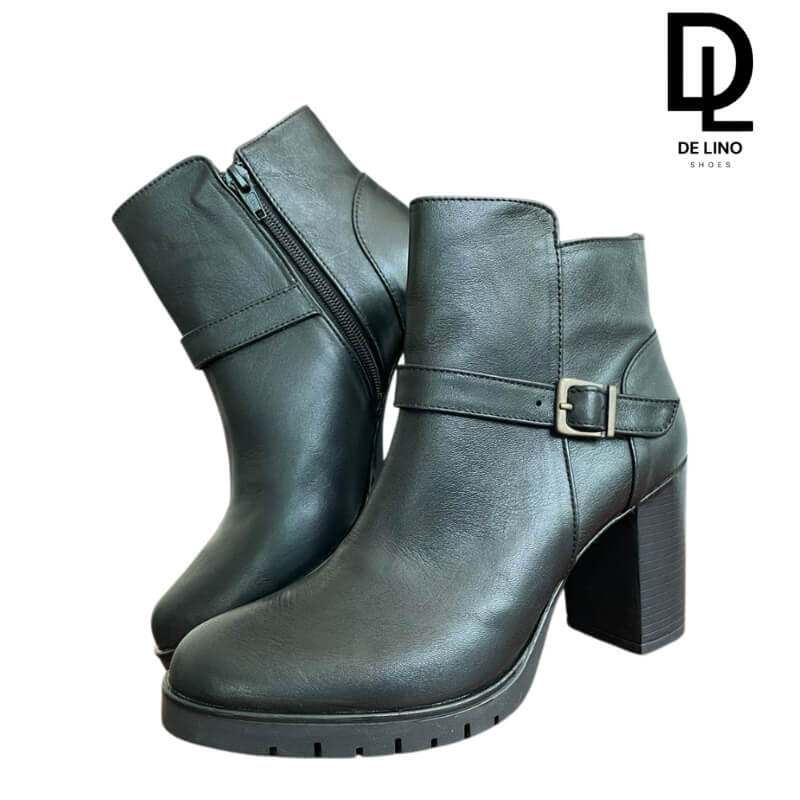 Botín Sintético para Mujer GUIZA – Estilo Casual y Formal con Tacón de 7 cm, Hebilla Ajustable y Suela Antiderrapante | Calzado de Lino