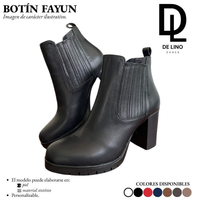 Botín Sintético para Mujer FAYUN – Tacón de 8.5 cm y Resortes Decorativos para Ajuste Cómodo | Estilo Casual y Formal | Calzado de Lino