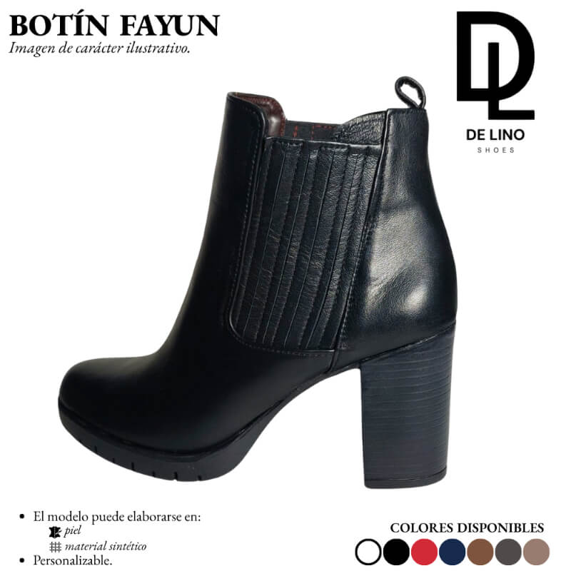 Botín Sintético para Mujer FAYUN – Tacón de 8.5 cm y Resortes Decorativos para Ajuste Cómodo | Estilo Casual y Formal | Calzado de Lino