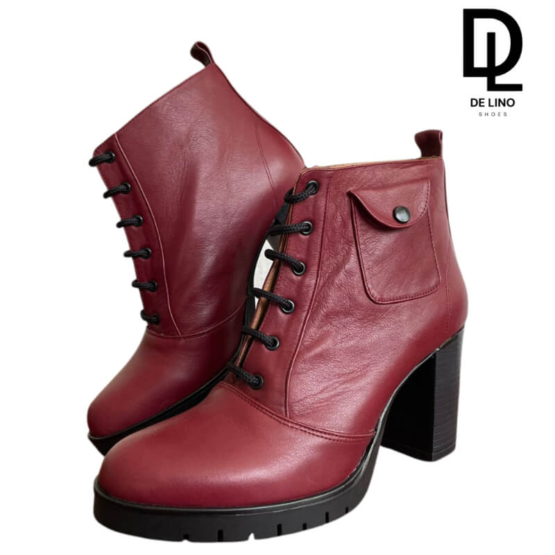 Botín Sintético para Mujer BANHA – Tacón de 8.5 cm, Agujetas y Bolsa Decorativa | Diseño Mexicano Casual y Formal | Calzado de Lino
