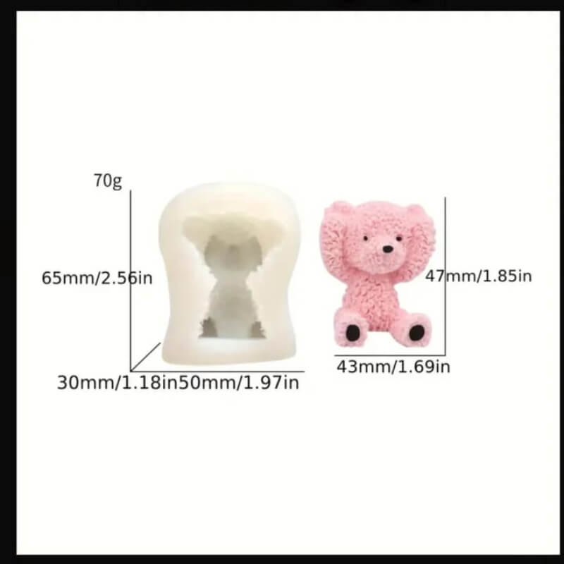Molde de silicona de 3 modelos de varios ositos, para uso en yeso, jabón, cemento, chocolate. (cada uno)