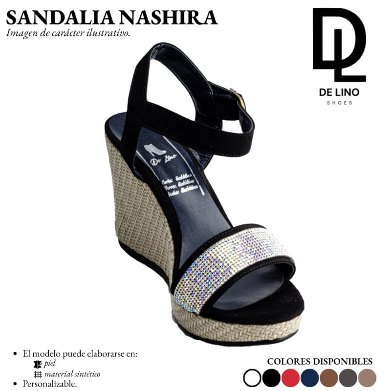 Sandalia NASHIRA Sintética para Mujer – Plataforma de 5 cm, Pedrería Decorativa y Estilo Fresco | Calzado de Lino