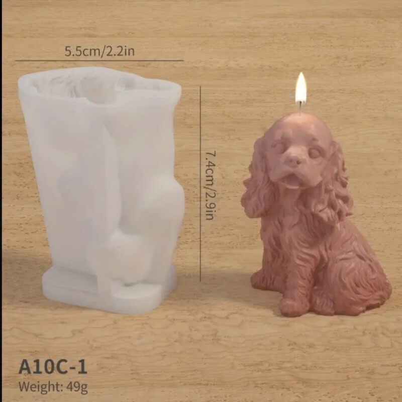 Molde de silicona de perro Cockable dog para uso en Velas, jabones, yeso, resina.