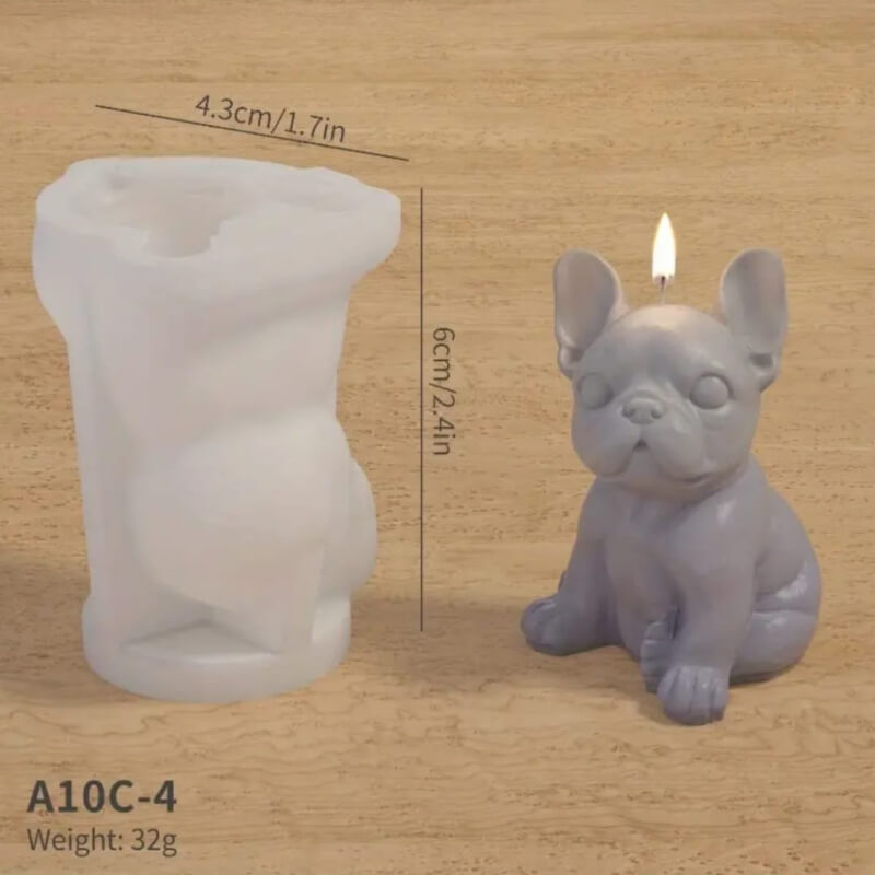 Molde de silicona de perro raza Bulldog francés para uso en Velas, jabones, yeso, resina.