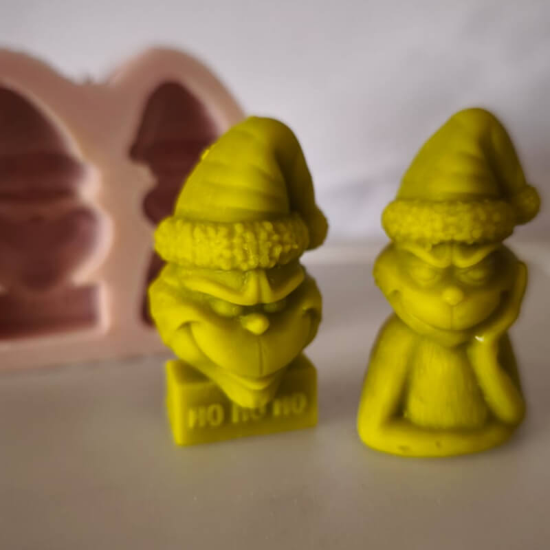 Molde de silicona de Grinch doble para uso en Velas, jabones, yeso, resina.