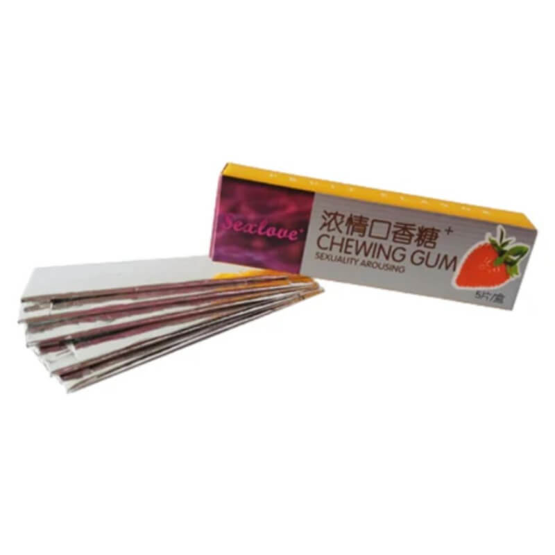 Chicles Potenciadores Sexlove. Blister de 5 unidades para Hombres y Mujeres.