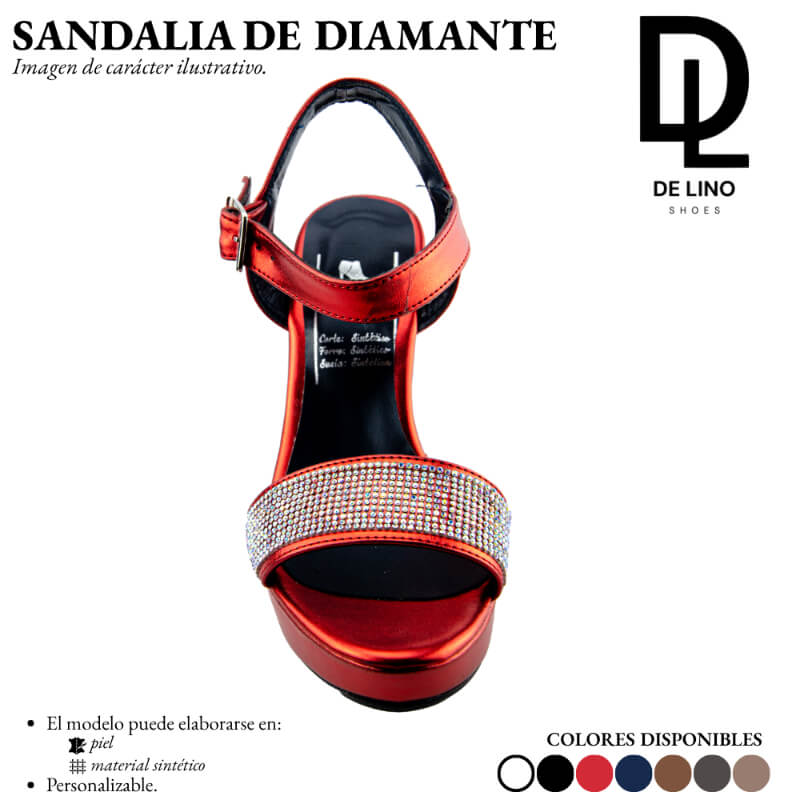 Sandalia Sintética DIAMANTE – Estilo Casual y Formal con Plataforma y Pedrería