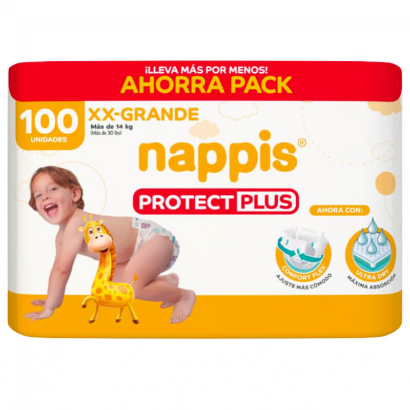 PAÑALES NAPPIS PROTECT PLUS XXG 100