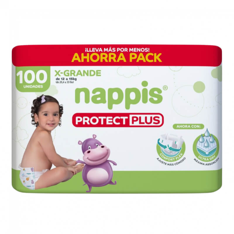 PAÑALES NAPPIS PROTECT PLUS XG 100