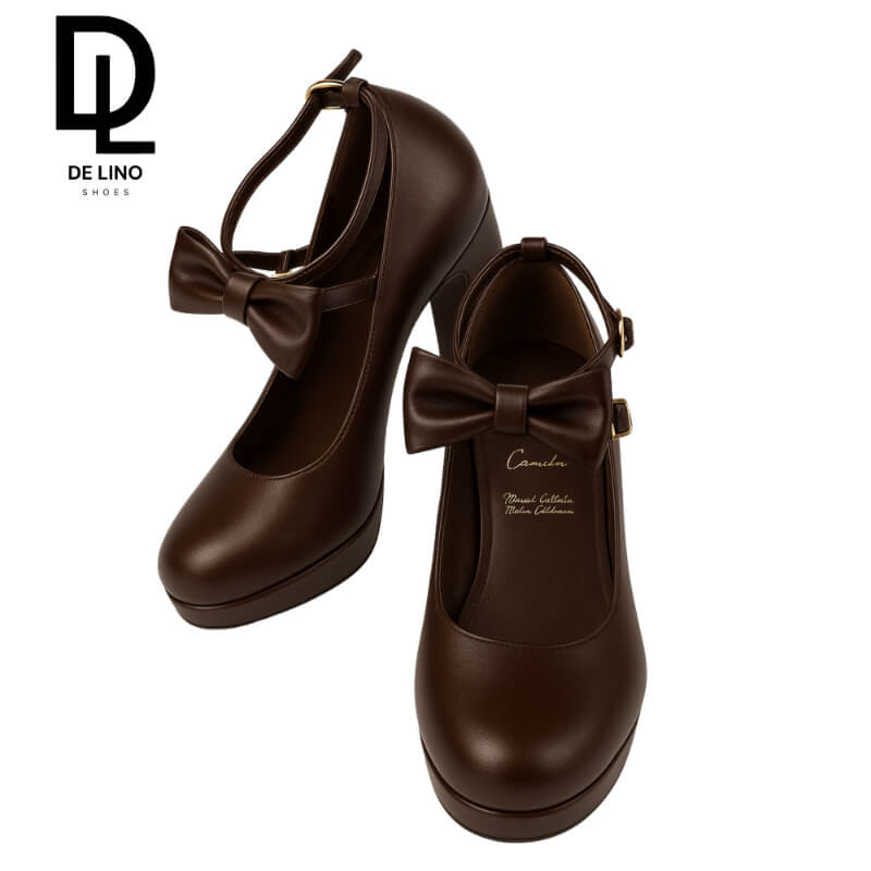 Zapatilla ELEGANCIA de Piel para Mujer – Tacón de 7 cm, Moño Femenino y Comodidad Suprema | Calzado de Lino