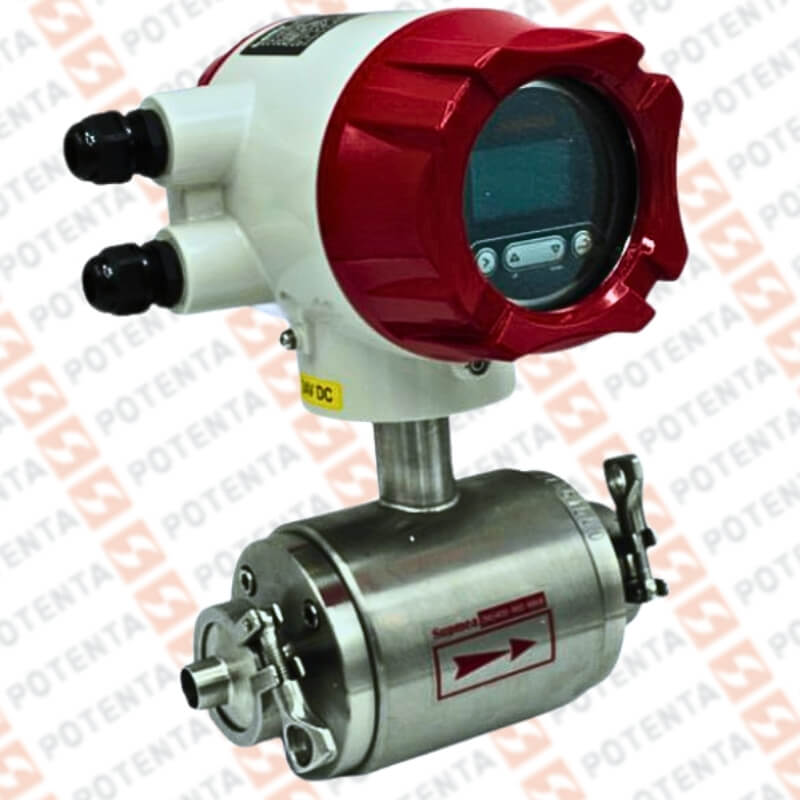 Flujo electromagnético 0,8-3m3/h, 0.5%, 24v 4-20ma/pul/rs485 tri-clamp SS316/ptfe/316l, DN15, Supmea