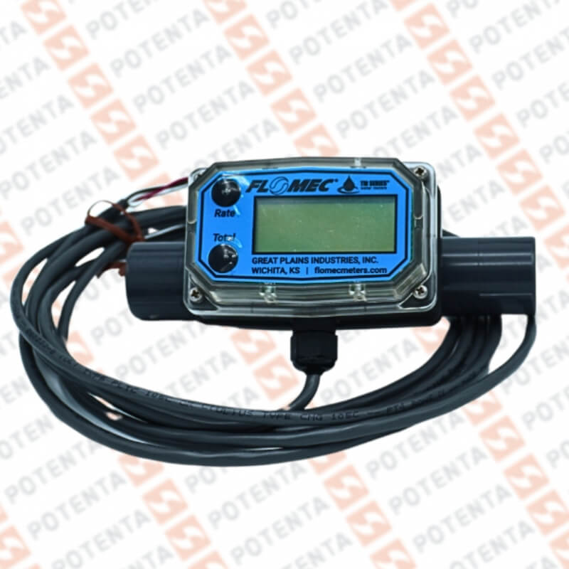 Flujometro turbina, agua, bateria, pulsos, display, 1…10gpm, 1/2npt-H, Flomec