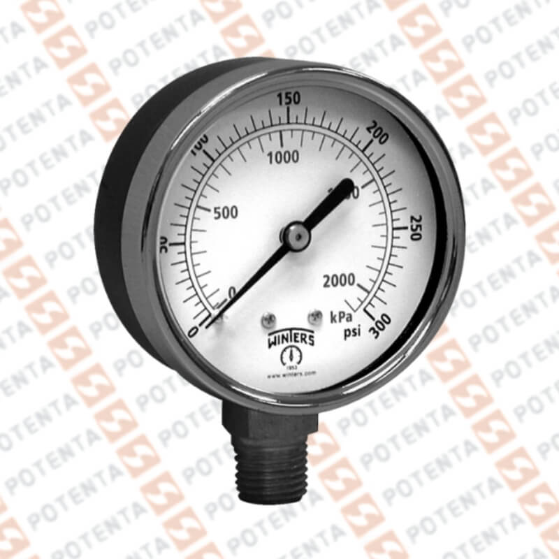 Manometro PFP, dial 2.5, ZR, 0-300psi/bar 1%, 1/4npt inf, ss/ss, ip66, Winters