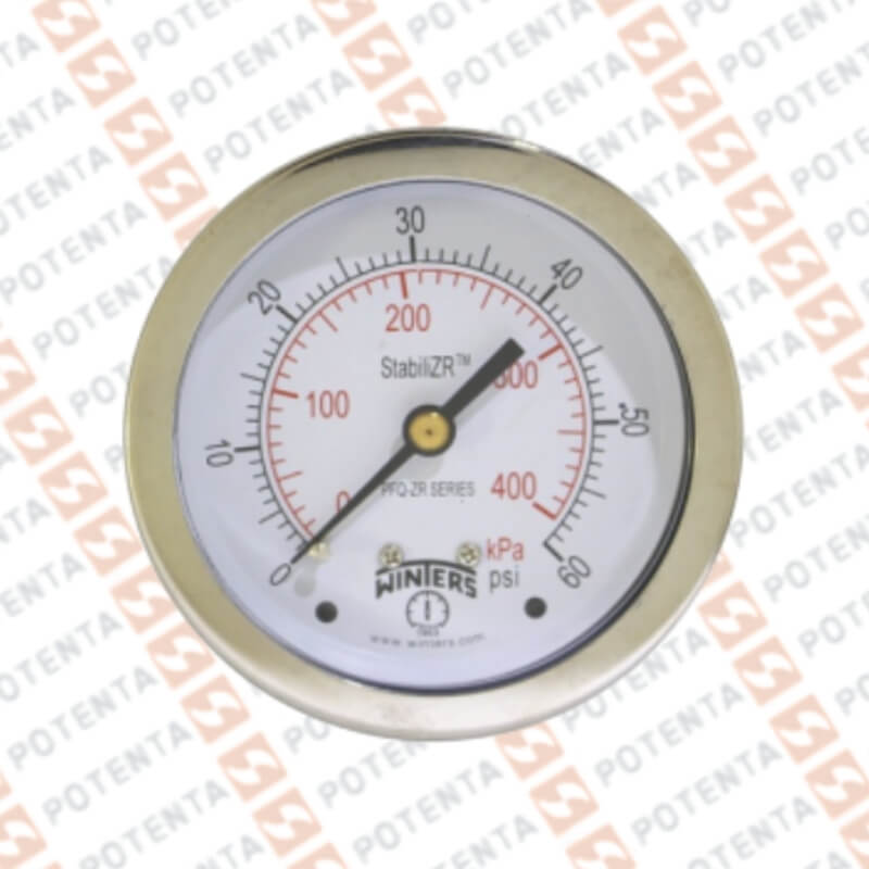 Manometro PFP, dial 2.5 ZR, 0-60psi/bar 1%, 1/4npt post, ss/ss, ip66, Winters