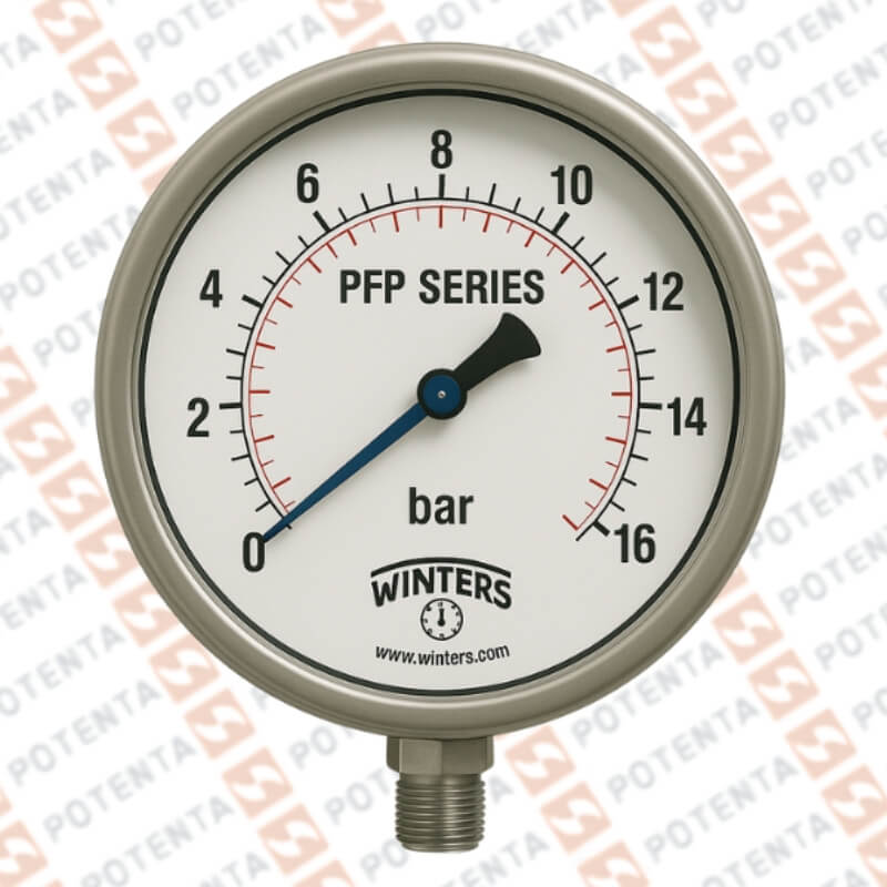 Manometro PFP, dial 10, 0-16bar/psi 1%, 1/2npt inf, ss/ss, ip65, Winters