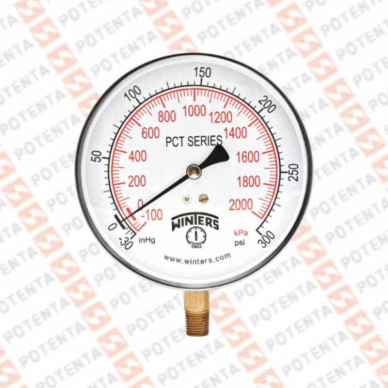 Manovacuometro PAM, dial 2.5, -30inhg-0-300psi/°f 1%, 1/4npt inf, ss/ss, Winters